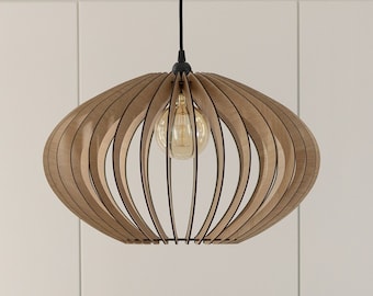 Elliptical Wooden Pendant Light - Handcrafted Brilliance for Your Space - Illuminate Your Space with Style -  Create a Cosy Environment