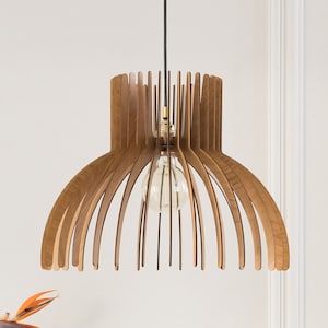 Artisan-Crafted Wooden Hanging Light Rustic Appeal, Warm Illumination, Design for Contemporary Interiors. Elevate with Natural Beauty. image 1