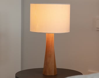 Sculptural Beauty: Handmade Beech Wood Table Lamp with Distorted Base for Unique Elegance