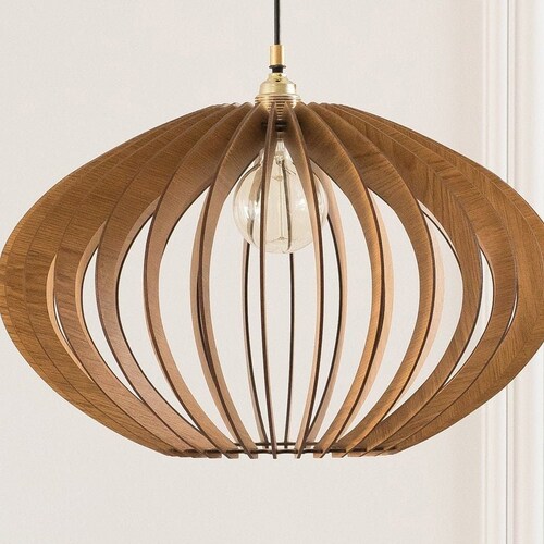 Mid Century Modern Chandelier Wood Pendant Lighting Etsy