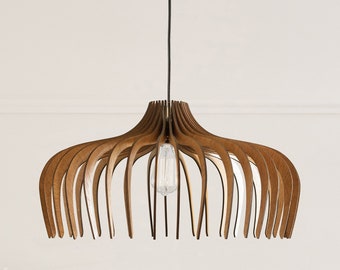 Dezaart Lampadario in legno / Lampadario moderno a sospensione in legno / Lampada a sospensione / Lampada da soffitto / Lampada a sospensione moderna / Luce in legno