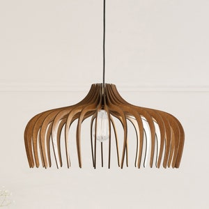Dezaart Wood Chandelier | Wood Pendant Light Modern Chandelier | Hanging Lamp | Ceiling Light Fixture | Modern Pendant Light | Wooden Light