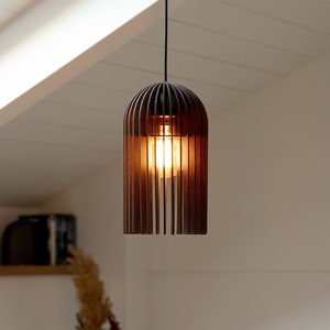 Effortless Sophistication: Streamlined Wooden Pendant Light Fixture with Minimalistic Elegance image 1