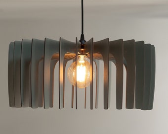 Whispering Breezes: Misty Blue Wooden Pendant Light Fixture, Crafted for Tranquility and Charm