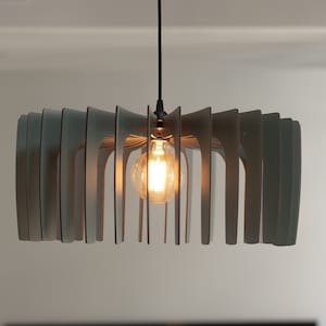 Whispering Breezes: Misty Blue Wooden Pendant Light Fixture, Crafted for Tranquility and Charm