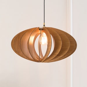 Lustre en bois, Suspension, Plafonnier en bois, Éclairage moderne, Plafonnier, Lampe à suspension, Îlot de cuisine, Style scandinave