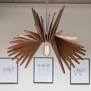 Wood Chandelier, Pendant Lamp, Wooden Ceiling Light, Modern Fixture, Kitchen Island, Scandinavian Design, Hanging Light, Natural Wood