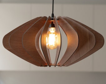 Mid-Century Marvel: Geometric Wooden Pendant Light Fixture - Timeless Elegance with Modern Flair