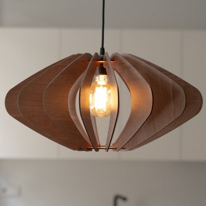 Mid-Century Marvel: Geometric Wooden Pendant Light Fixture Timeless Elegance with Modern Flair image 1