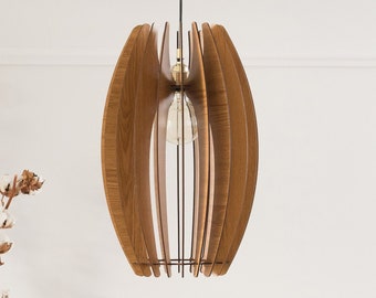 Lustre en bois Dezaart | Suspension en bois | Suspension moderne | Lustre en bois d'éclairage | Luminaire en bois | Plafonnier