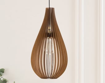 Houten hanglamp | Houten lichtarmatuur | Plafondlamparmatuur | Moderne kroonluchter uit het midden van de eeuw | Moderne hanglamp | Hanglamp