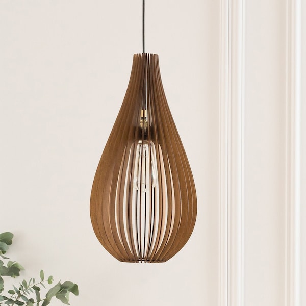 Suspension en bois | Luminaire en bois | Plafonnier | Lustre moderne milieu du siècle | Suspension moderne | Lampe suspendue