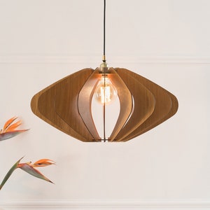 Wood Lampshade, Pendant Light, Wooden Ceiling Fixture, Chandelier, Modern Design, Dining Light, Mid Century, Scandinavian Style