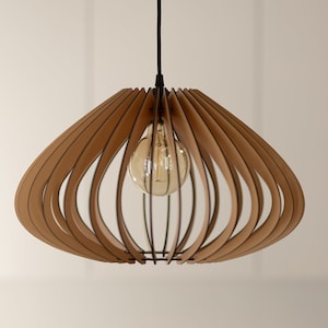 Wood Pendant Light, Hanging Lamp, Modern Design, Wooden Lampshade, Kitchen Island, Scandinavian Style, Ceiling Fixture, Natural Oak