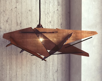 Wood Pendant Light | Ceiling Light Fixture | Wooden Black Plexiglass Lighting | Wood Pendant Light Modern Chandelier | Dezaart