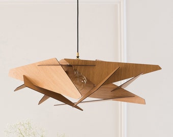 Dezaart Wood Pendant Light | Wood Light Fixture | Wood Chandelier Lighting | Hanging Lamp | Wood Pendant Light Modern Chandelier | Lampshade