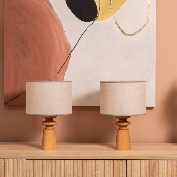 Ensemble de 2 lampes de table en bois FRUSTUM CONE| Lampe de table moderne du milieu du siècle | Lampe de chevet | Lampe de bureau | Lampe de bureau | Lampe à pied en hêtre | Lampe en bois