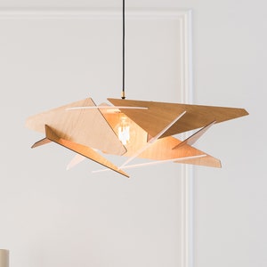 Wood Pendant Light, Hanging Lamp, Kitchen Island, Wooden Lampshade, Modern Design, Ceiling Fixture, Scandinavian Style, Natural Wood