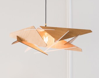 Wood Pendant Light, Hanging Lamp, Kitchen Island, Wooden Lampshade, Modern Design, Ceiling Fixture, Scandinavian Style, Natural Wood