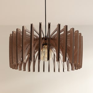 Wooden Ceiling Lamp, Wood Pendant Light, Modern Fixture, Kitchen Island, Nordic Design, Mid Century, Hanging Light, Natural Wood