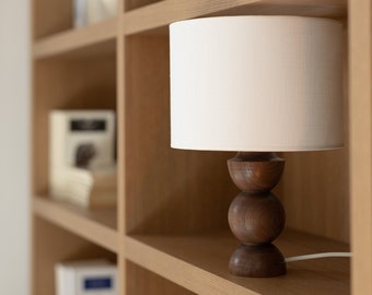 Timeless Craft: Handmade Walnut Wood Table Lamp Embellished with Striking Spherical Geometric Elements