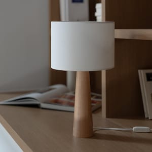 Natural Radiance: Handmade Beech Wood Table Lamp with Sophisticated Cone-Shaped Base, Infusing Warmth and Style into Your Space image 1