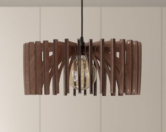Wooden Pendant Light, Wood Lampshade, Ceiling Fixture, Lighting Chandelier, Modern Design, Kitchen Island Light, Scandinavian Style