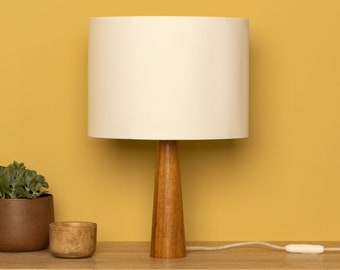 Table Lamp VECTOR | Wood Table Lamp | Bedside Lamp | Wooden Lamp | Iroko Wood Base Lamp | Decorative Lamp| Minimal Wood Lamp| Wood Lampshade
