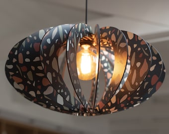 Geometria moderna: lampada a sospensione in legno Mid-Century Terracco Black - Una fusione di stile e raffinatezza