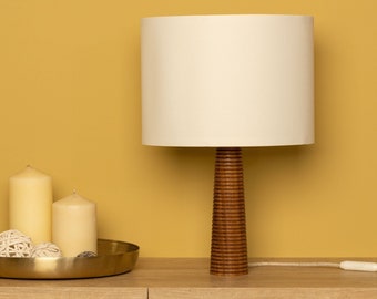 Handcrafted Walnut Wood Bedside Lamp: Modern Cone Design