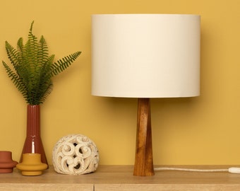 Handmade Wooden Nightstand Lamp: Rustic Bedside Table Light