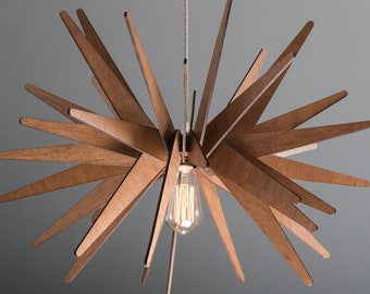 Handmade Wood Chandelier: Mid-Century Modern Pendant Light