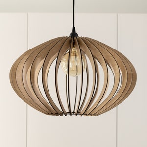 Elliptical Wooden Pendant Light Handcrafted Brilliance for Your Space Illuminate Your Space with Style Create a Cosy Environment image 3