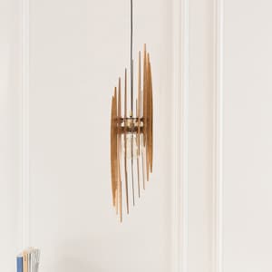 Pendant Wood Light, Wooden Ceiling Lamp, Light Fixture, Hanging Chandelier, Scandinavian Style, Modern Design, Kitchen Island