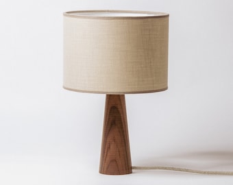 Table Lamp VECTOR | Wood Table Lamp | Bedside Lamp | Wooden Lamp Walnut Wood Base Lamp | Decorative Lamp| Minimal Wood Lamp| Wood Lampshade