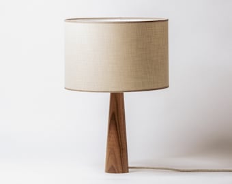 Table Lamp VECTOR | Wood Table Lamp | Bedside Lamp | Wooden Lamp Walnut Wood Base Lamp | Decorative Lamp| Minimal Wood Lamp| Wood Lampshade