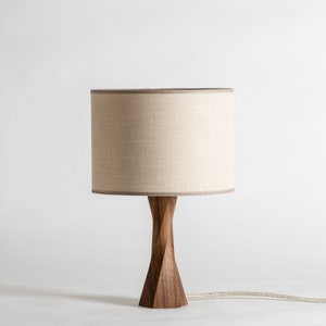 Table Lamp DISTORTION Wood Table Lamp Bedside Lamp Wooden LampWood Base Lamp Decorative LampWood LampWood Lampshade Beech Walnut image 1