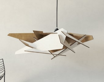 Wood pendant light MINERAL WHITE | Ceiling Light | Hanging Lamp | Modern Light Fixture | Wood Pendant Lighting