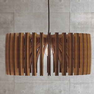 Wood Pendant Light Mid Century Modern Handmade Lamp Ceiling Lamp Chandelier Lighting Industrial Lamp Wood Lampshade Lamp Shade image 2