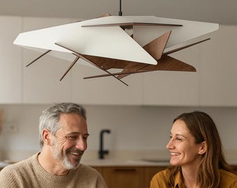 Wood Pendant Light, Wooden Lamp, Handmade Light Fixture, Wood Chandelier, Scandinavian Ceiling Lamp, Modern Design, Kitchen Island Light
