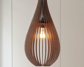 Sustainable Wood Pendant Light: Scandinavian Modern Chandelier