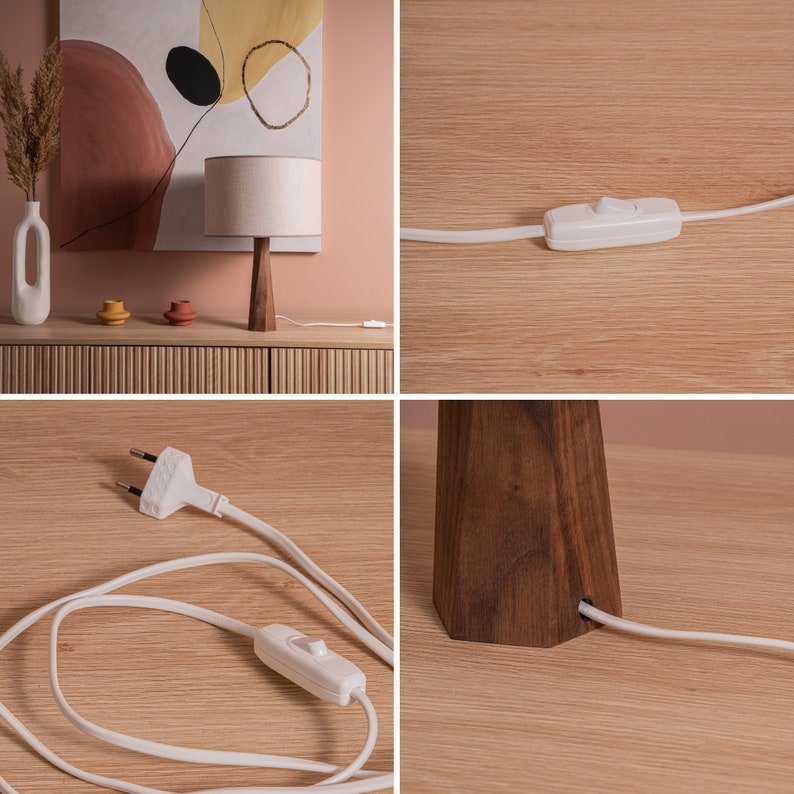 Lampe de table DISTORTION, charme Mid-Century en bois, style artistique pour une ambiance moderne Illuminez avec élégance et unicité image 8