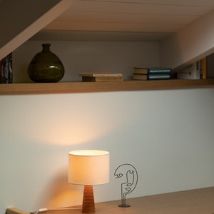 Exquisite Artistry: Handcrafted Beech Wood Table Lamp, Elegant Cone Shape with Intriguing Ring Accents image 6