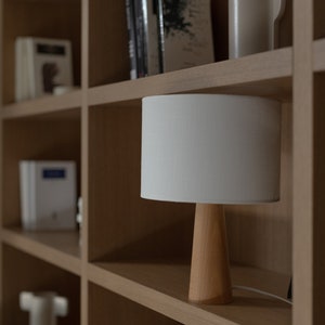 Natural Radiance: Handmade Beech Wood Table Lamp with Sophisticated Cone-Shaped Base, Infusing Warmth and Style into Your Space image 4