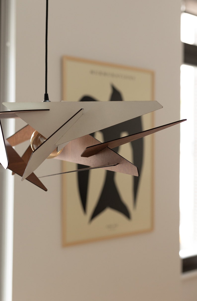 Handgemaakte houten hanglamp Verlicht uw ruimte met warmte en stijl Creëer een gezellige sfeer met onze handgemaakte lampen afbeelding 7