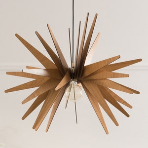 Wood Pendant Light|Ceiling Light Fixture|Hanging Lamp|Mid Century Modern Chandelier| Dezaart Wood Chandelier|Wooden Lampshade|Handame Lamp