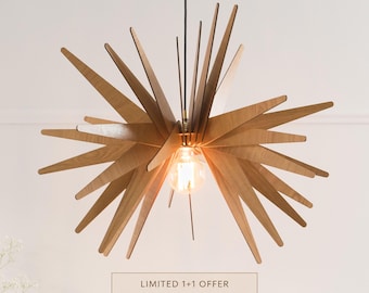 Holz Leuchte, Holz Pendelleuchte, Deckenleuchte, Mid Century Modern, Kronleuchter, Kücheninsel, Nordisches Design, Handgefertigte Lampe