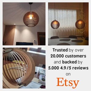 Handmade Wooden Pendant Light: Mid-Century Modern Scandinavian Lighting image 10