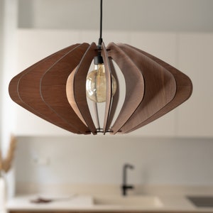 Mid-Century Marvel: Geometric Wooden Pendant Light Fixture Timeless Elegance with Modern Flair image 7