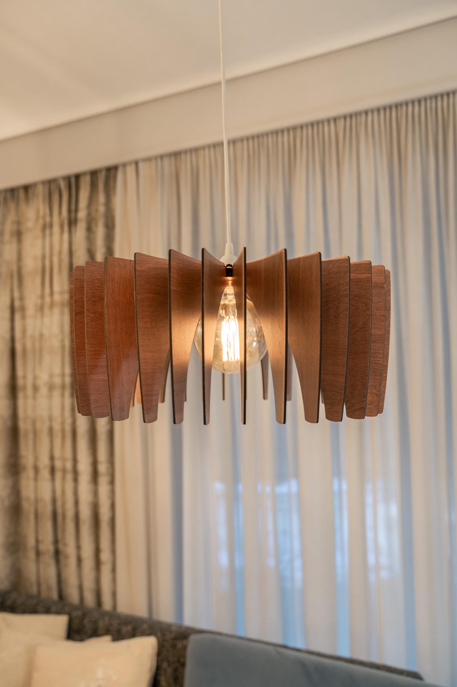 Picture of Scandinavian Wood Pendant Light: Modern Kitchen Island Lighting - Etsy